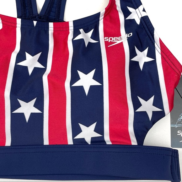 Speedo | NWT Striped Star American Flag Swim Bikini Top - Picture 2 of 6